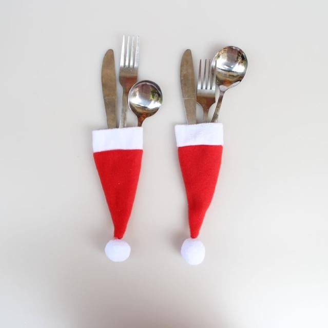 5 PCS Christmas Decorative Tableware Knife Fork Holders Pockets Diet Tools Decor Bag
