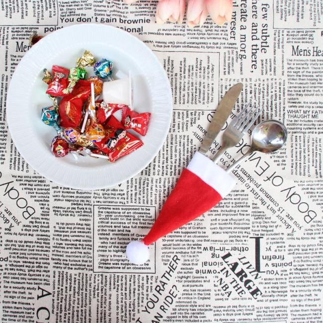 5 PCS Christmas Decorative Tableware Knife Fork Holders Pockets Diet Tools Decor Bag