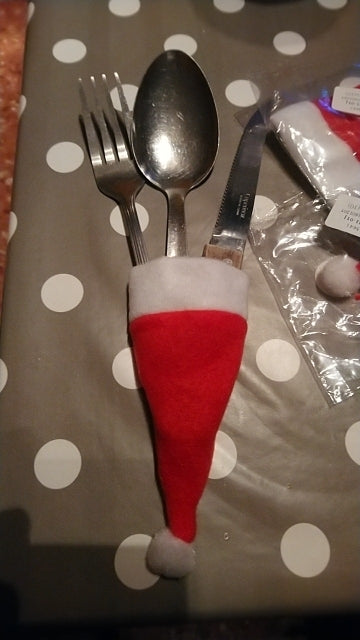 5 PCS Christmas Decorative Tableware Knife Fork Holders Pockets Diet Tools Decor Bag