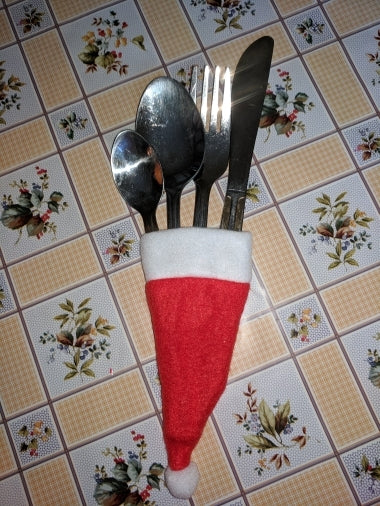 5 PCS Christmas Decorative Tableware Knife Fork Holders Pockets Diet Tools Decor Bag