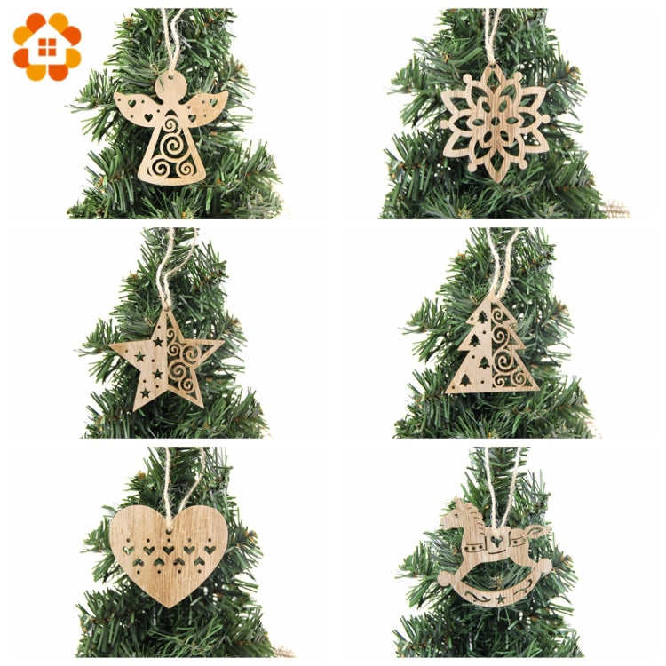 6 PCS  Hollow Christmas Wooden Pendants Ornaments for Xmas Tree Ornament Christmas Party Decorations