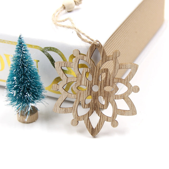 6 PCS  Hollow Christmas Wooden Pendants Ornaments for Xmas Tree Ornament Christmas Party Decorations