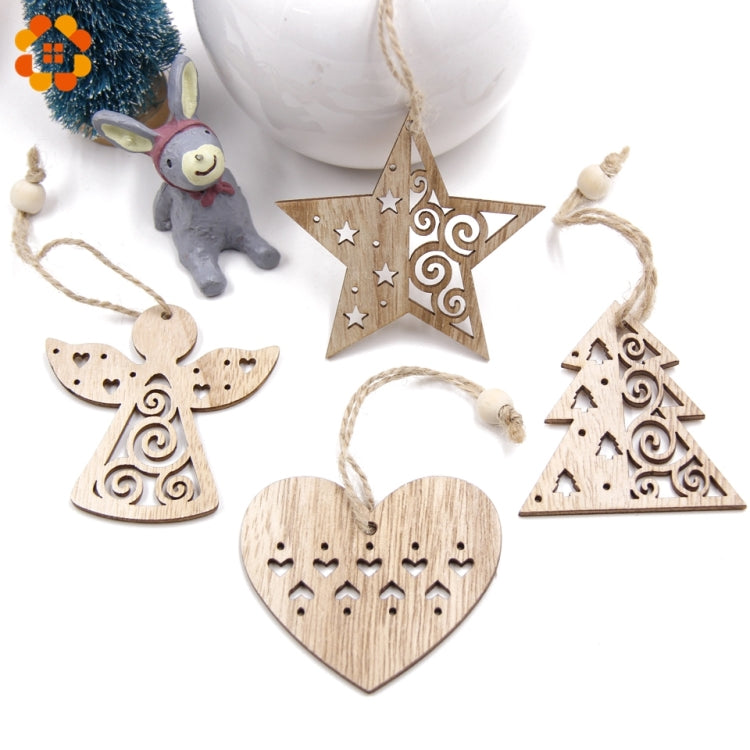 6 PCS  Hollow Christmas Wooden Pendants Ornaments for Xmas Tree Ornament Christmas Party Decorations