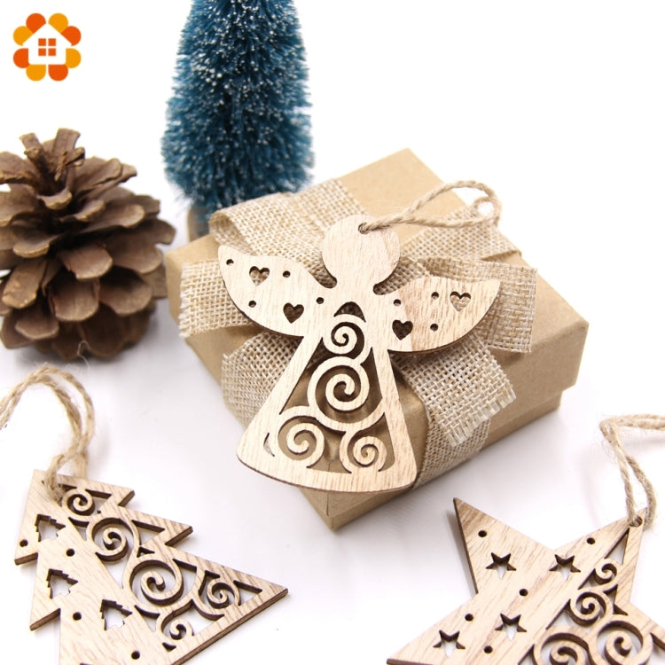 6 PCS  Hollow Christmas Wooden Pendants Ornaments for Xmas Tree Ornament Christmas Party Decorations