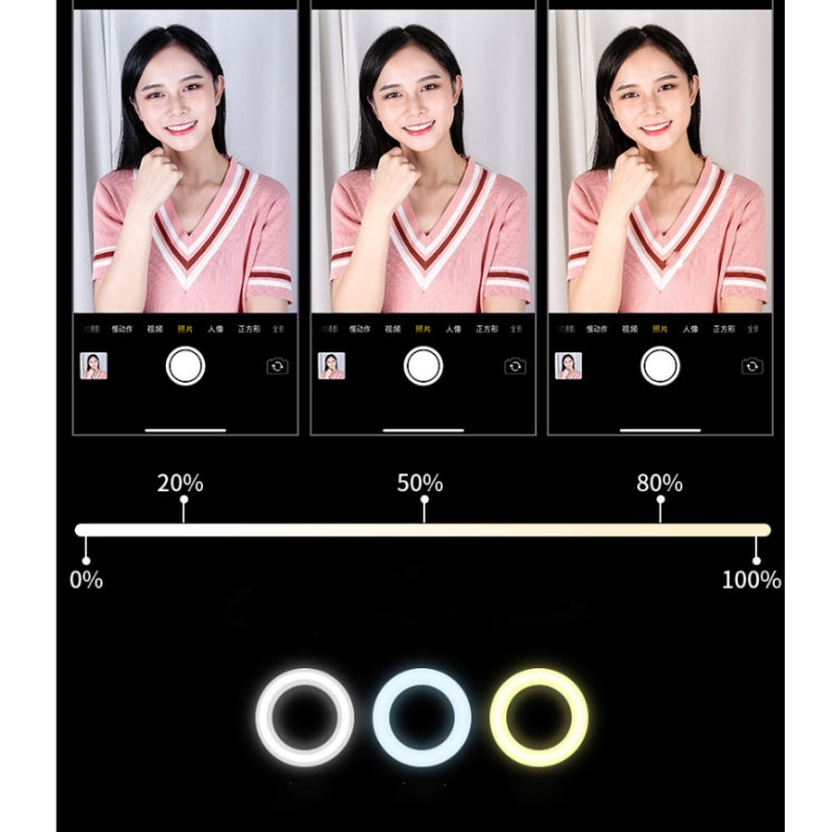 Mobile Phone Live Broadcast Foldable LED Ring Integrated Selfie Beauty Floor-mounted Light Lamp Bracket