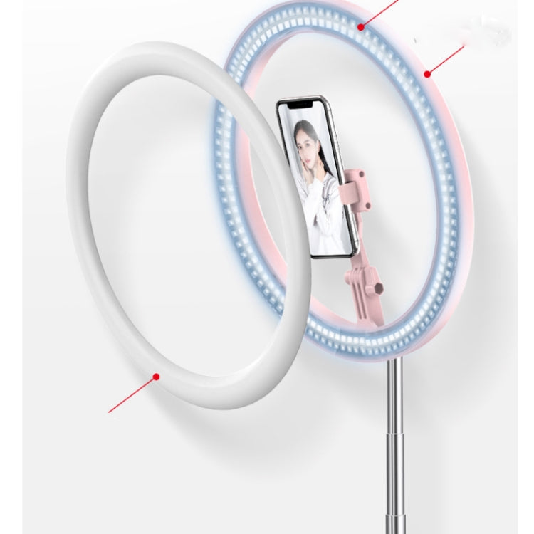 Mobile Phone Live Broadcast Foldable LED Ring Integrated Selfie Beauty Floor-mounted Light Lamp Bracket