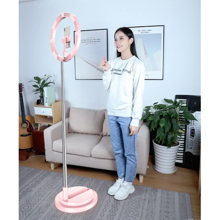 Mobile Phone Live Broadcast Foldable LED Ring Integrated Selfie Beauty Floor-mounted Light Lamp Bracket