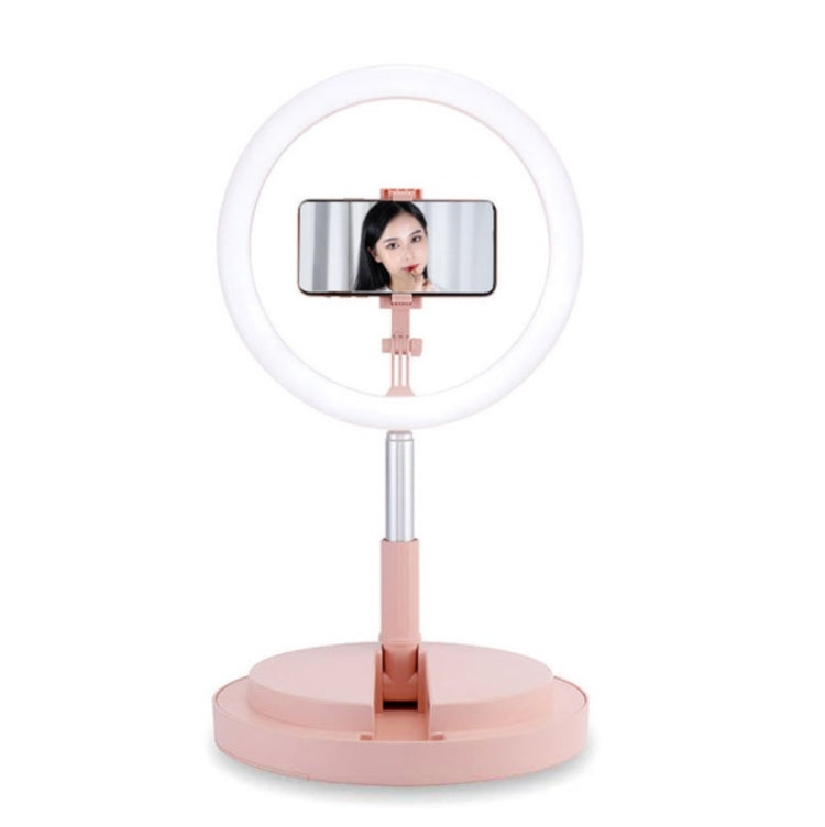 Mobile Phone Live Broadcast Foldable LED Ring Integrated Selfie Beauty Floor-mounted Light Lamp Bracket