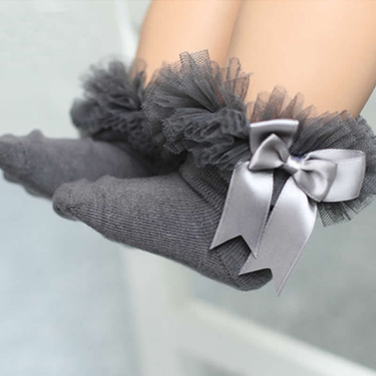 3 Pairs Bow Lace Socks Baby Cotton Ankle Socks, Size:M