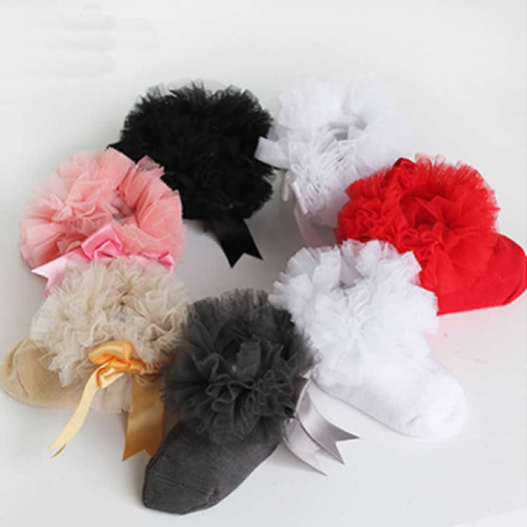 3 Pairs Bow Lace Socks Baby Cotton Ankle Socks, Size:L