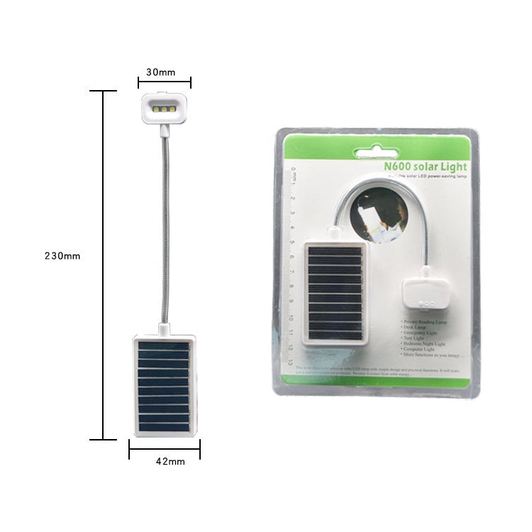 N600 Solar Powered LED Clip Book Lamp Multifunctional Student Desk Lamp