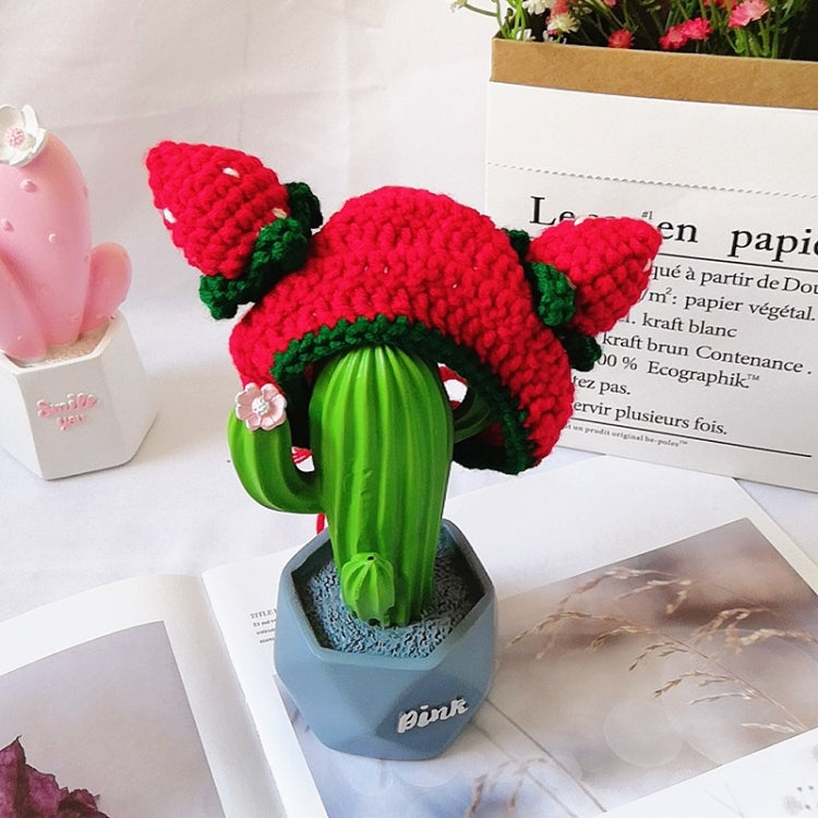 Cute Strawberry Headgear Handmade Knitted Hat Pet Accessories, Size: S
