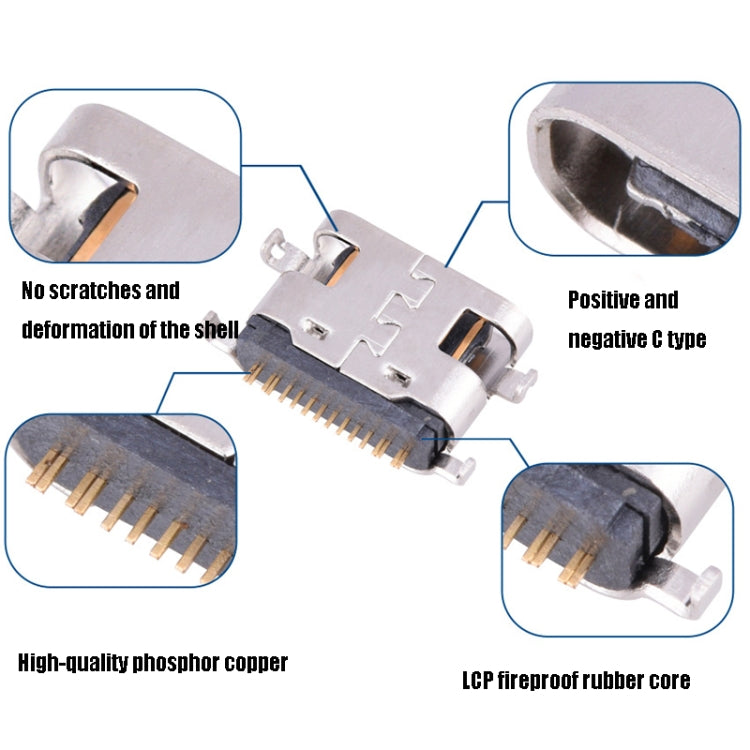 10 PCS Usb Type-C 16P Sinking Plate Female Plug, Specification: Sink Plate 1.6