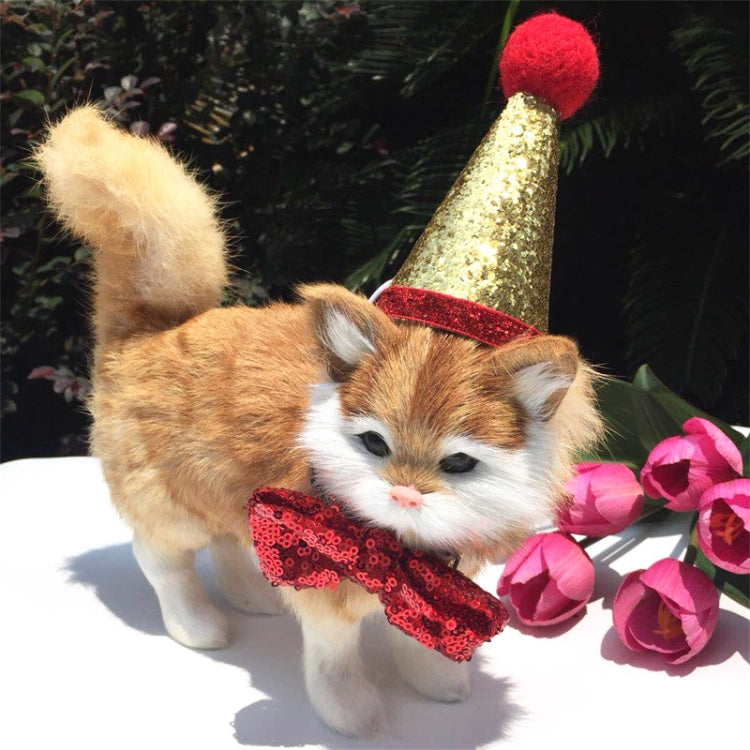 3 PCS Pets Sequined Bows Hat Christmas Decorations Supplies(Bow+Hat)