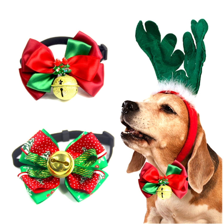 3 PCS Christmas Pet Bow Tie with Big Bell Non-Slip Adjustment Belt, Model:BS009