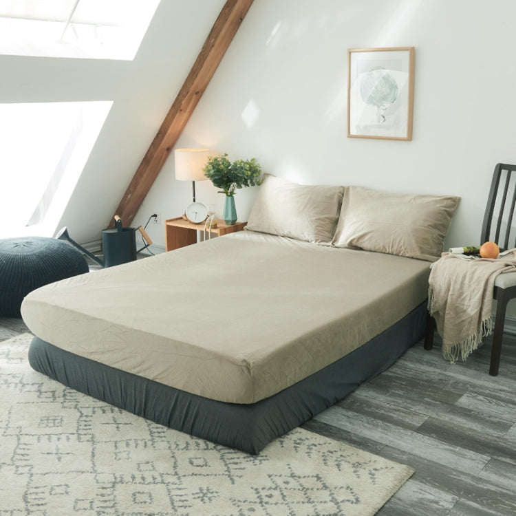 3 in 1 Warm Comfortable Short Plush Soft Velvet Bed Mattress Cover with 2PCS Pillowcases, Size:150x200x25cm