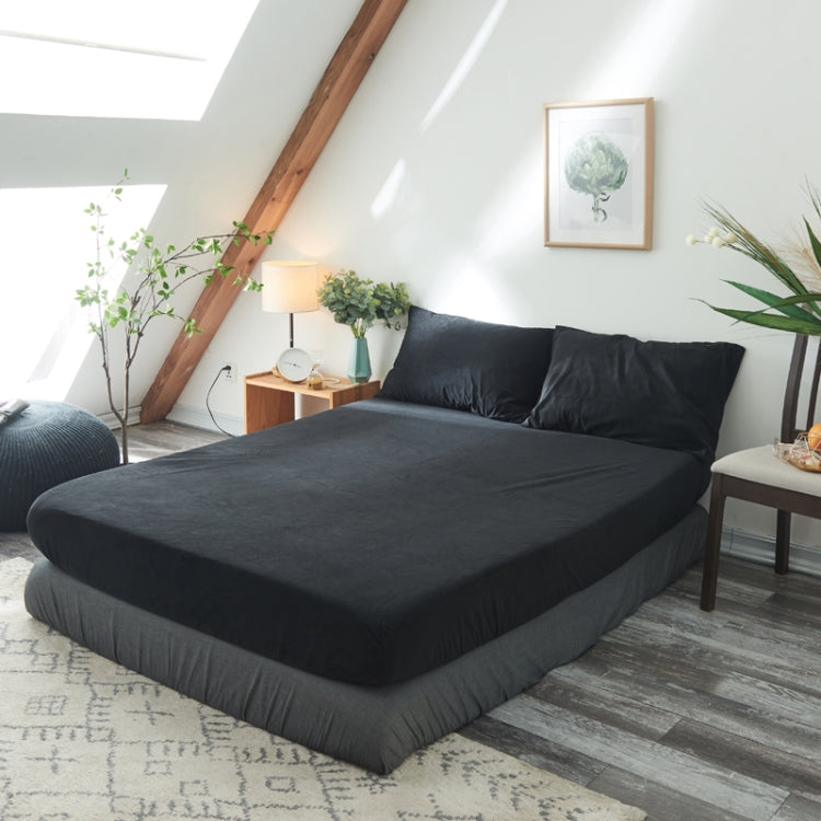 3 in 1 Warm Comfortable Short Plush Soft Velvet Bed Mattress Cover with 2PCS Pillowcases, Size:150x200x25cm