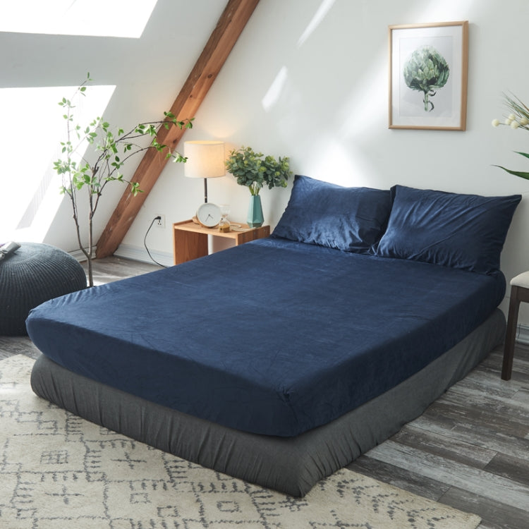 3 in 1 Warm Comfortable Short Plush Soft Velvet Bed Mattress Cover with 2PCS Pillowcases, Size:150x200x25cm