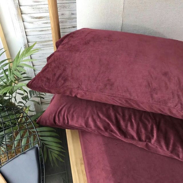 3 in 1 Warm Comfortable Short Plush Soft Velvet Bed Mattress Cover with 2PCS Pillowcases, Size:180x200x25cm
