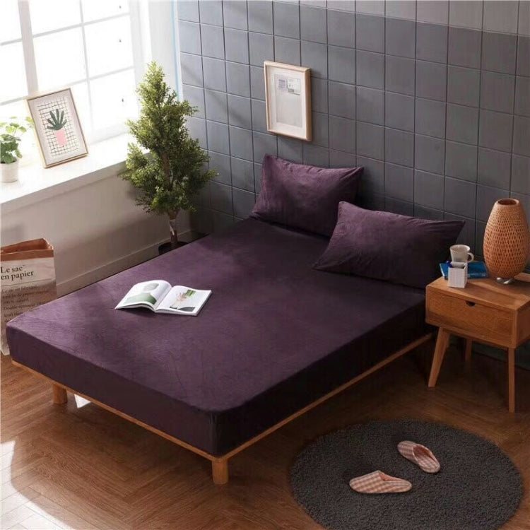 3 in 1 Warm Comfortable Short Plush Soft Velvet Bed Mattress Cover with 2PCS Pillowcases, Size:180x200x25cm