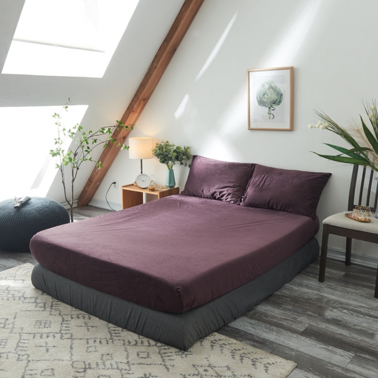 3 in 1 Warm Comfortable Short Plush Soft Velvet Bed Mattress Cover with 2PCS Pillowcases, Size:180x200x25cm