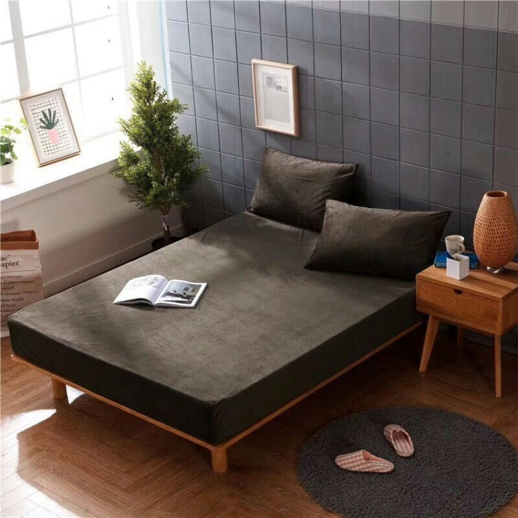 3 in 1 Warm Comfortable Short Plush Soft Velvet Bed Mattress Cover with 2PCS Pillowcases, Size:180x200x25cm