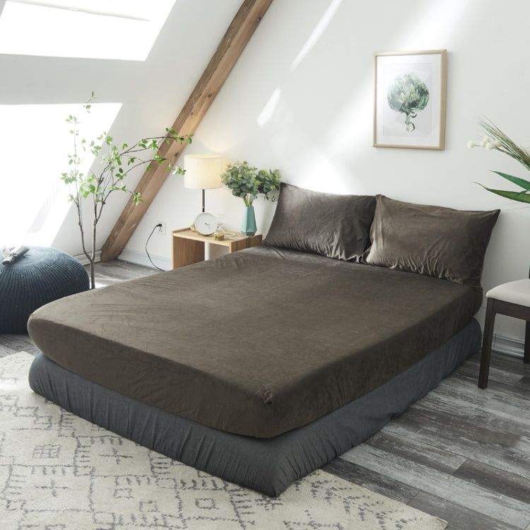 3 in 1 Warm Comfortable Short Plush Soft Velvet Bed Mattress Cover with 2PCS Pillowcases, Size:180x200x25cm