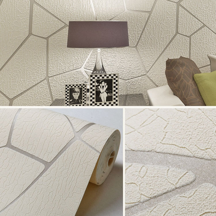 Simple 3D Embossed Geometric Pattern Wallpaper Thick Non-woven Background Wall Paper Home Decoration Wall Sticker