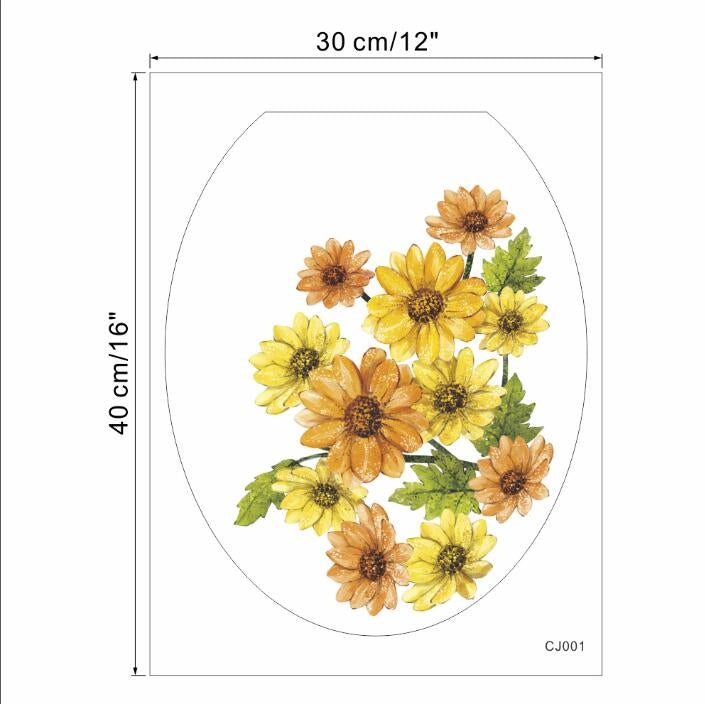 2 PCS Peony Flower Toilet Stickers Living Room TV Background Wall Decoration Kindergarten Environment Layout Mural