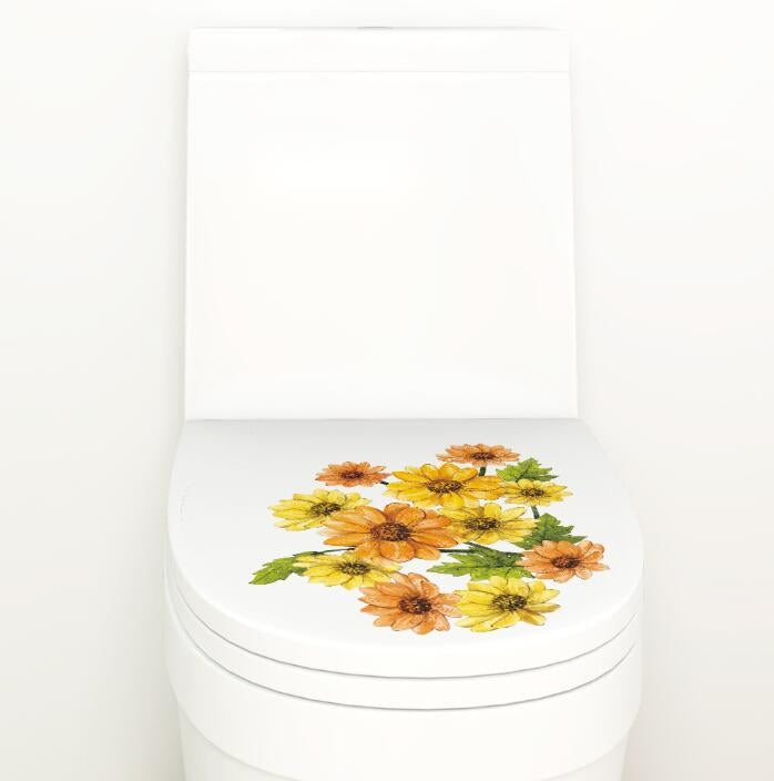 2 PCS Peony Flower Toilet Stickers Living Room TV Background Wall Decoration Kindergarten Environment Layout Mural