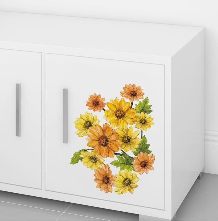 2 PCS Peony Flower Toilet Stickers Living Room TV Background Wall Decoration Kindergarten Environment Layout Mural