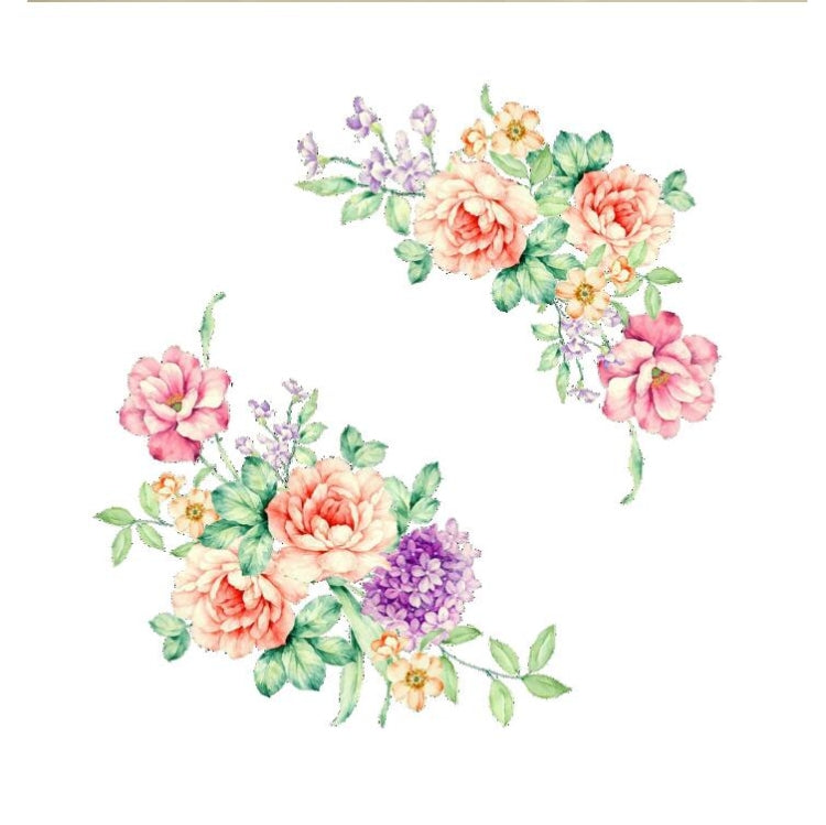 2 PCS Peony Flower Toilet Stickers Living Room TV Background Wall Decoration Kindergarten Environment Layout Mural