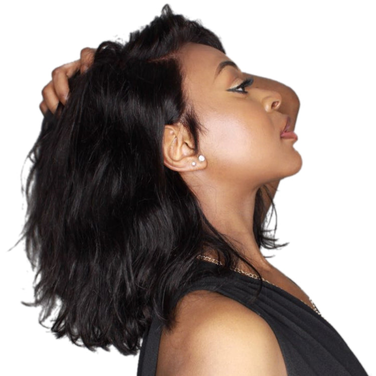 Lace Wigs Human Hair Natural Wave Non-remy Black Women Headgear(Natural Color)