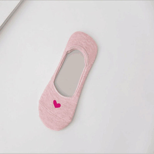 3 Pairs  Non-slip Heart Pattern Invisible Socks