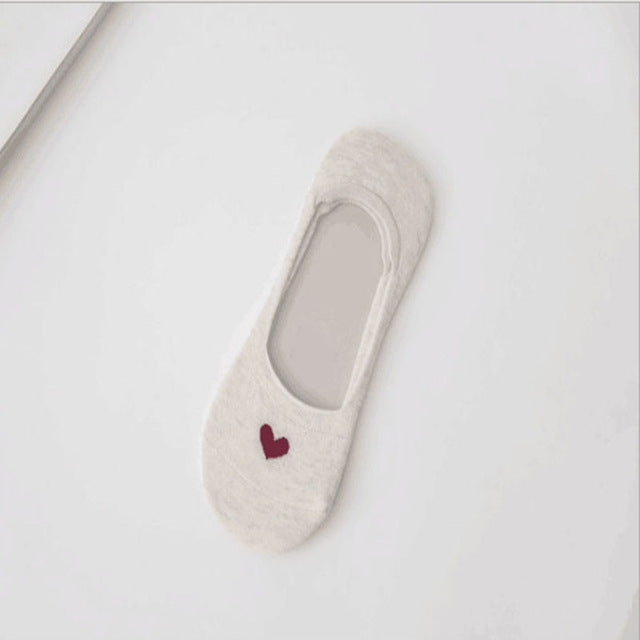 3 Pairs  Non-slip Heart Pattern Invisible Socks