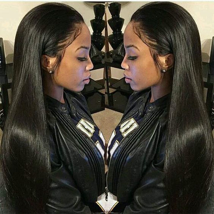 Straight Lace Front Human Hair Wigs, Stretched Length:24 inches, Style:2