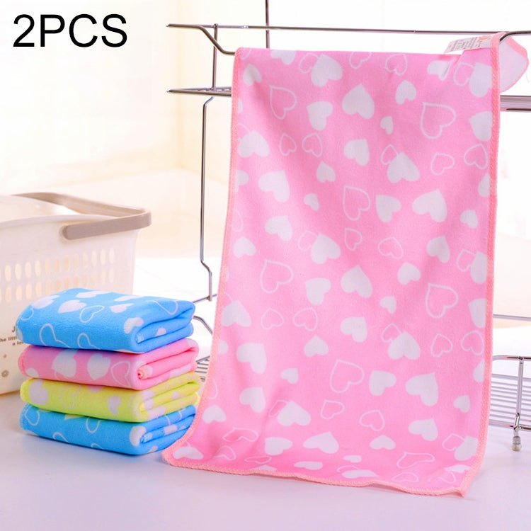 2 PCS Heart Pattern Small Towel(Red Heart)