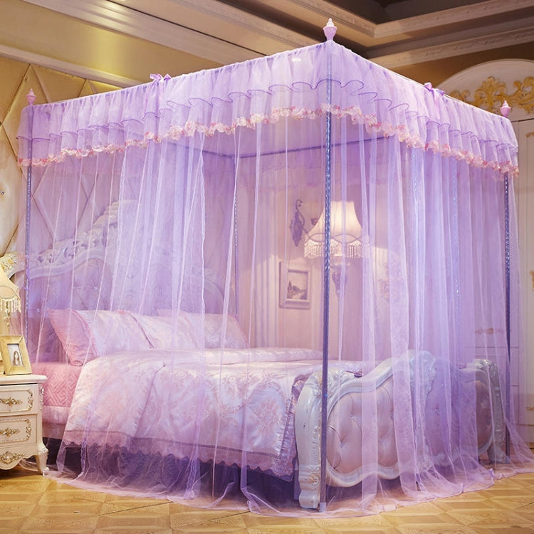 Palace Style Encryption Floor-standing Stainless Steel Three-door Mosquito Net, Specification:22 mm Bracket, Size:150x200 cm