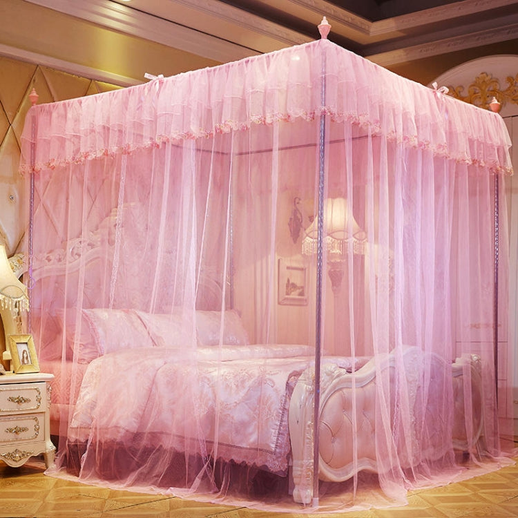Palace Style Encryption Floor-standing Stainless Steel Three-door Mosquito Net, Specification:22 mm Bracket, Size:150x200 cm