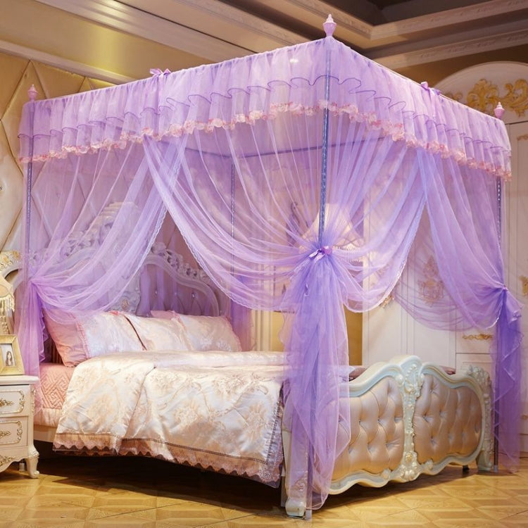 Palace Style Encryption Floor-standing Stainless Steel Three-door Mosquito Net, Specification:22 mm Bracket, Size:180x200 cm