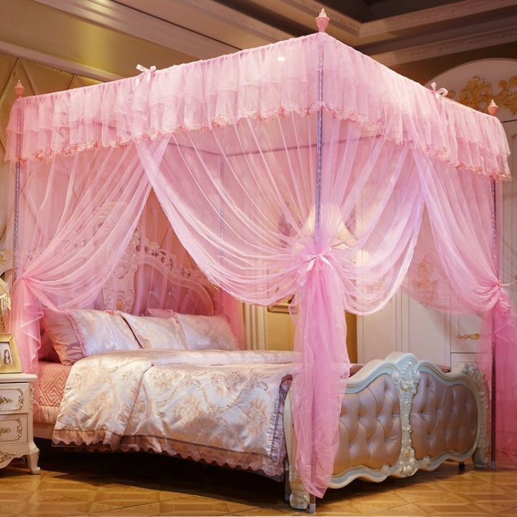 Palace Style Encryption Floor-standing Stainless Steel Three-door Mosquito Net, Specification:22 mm Bracket, Size:180x200 cm