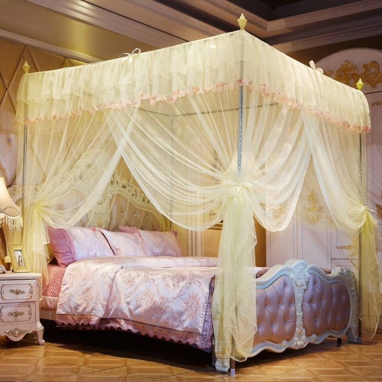 Palace Style Encryption Floor-standing Stainless Steel Three-door Mosquito Net, Specification:22 mm Bracket, Size:180x220 cm