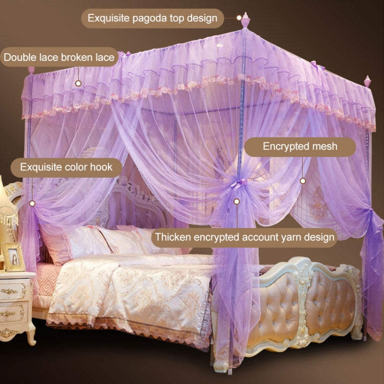 Palace Style Encryption Floor-standing Stainless Steel Three-door Mosquito Net, Specification:32 mm Bracket, Size:200x220 cm