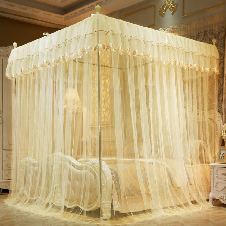Palace Style Encryption Floor-standing Stainless Steel Three-door Mosquito Net, Specification:32 mm Bracket, Size:200x220 cm