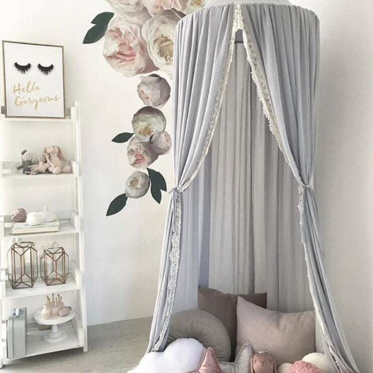 Children Room Summer Chiffon Lace Dome Tent Mosquito Net(Gray)