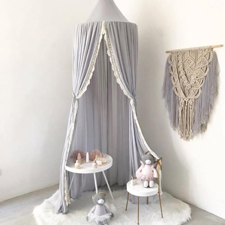 Children Room Summer Chiffon Lace Dome Tent Mosquito Net(Gray)