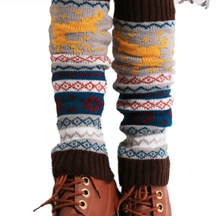 Ladies Winter Christmas Deer Warm Knit Leg Warmers