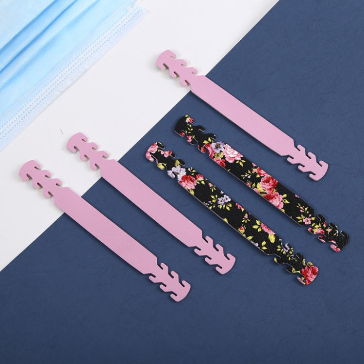 20 PCS Adjustable Face Mask Ear Band Rope Anti-slip PU Leather Extension Buckle Hood(Flower Color)