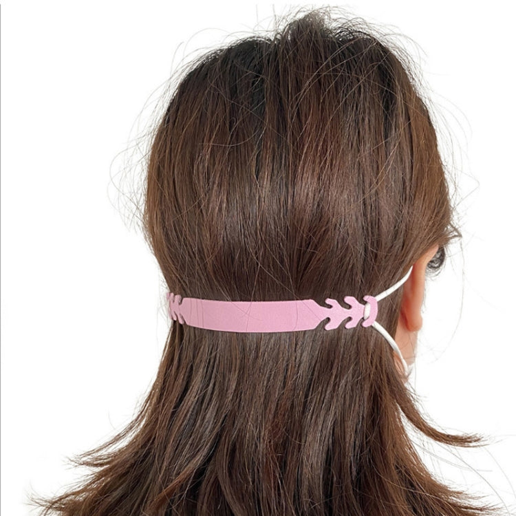20 PCS Adjustable Face Mask Ear Band Rope Anti-slip PU Leather Extension Buckle Hood(Flower Color)