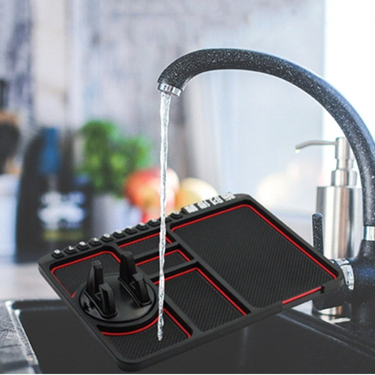 Car Interior Car Multifunctional Instrument Panel Storage Pad Car Phone Bracket Anti-slip Pad With Stop, Style:Rotating Red Circle